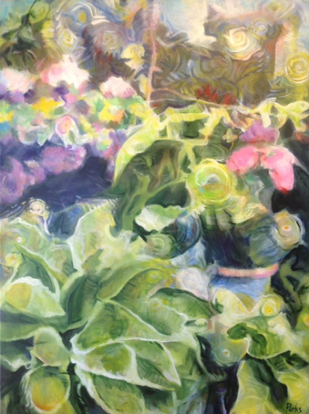 Hostas & Blue Pot by Jim Parks